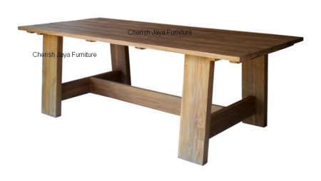 Code: SJDT 015 Name: Warung Dining Table Size:  W=180 x D=90  x H=78 cm  W=240 x D=100 x H=78 cm W=260 x D=100 x H=78 cm W=280 x D=100 x H=78 cm Thickness top = 3 cm Thickness leg = 10 cm Wood: Solid Teakwood